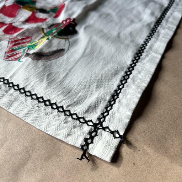 Embroidered Santa Dish Towel One Only Pier One Zig Zag Trim 3D - Picture 7 of 7